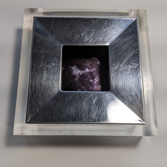 Vintage 1970's Italian Designer Plexiglass & Aluminum Guzzini Ashtray Made Italy - Picture 5 of 16